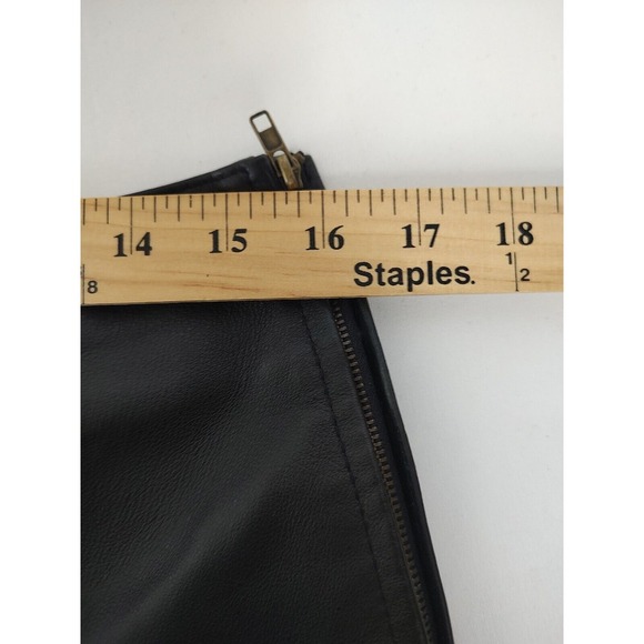 Leather Pants Straight Leg Black Career Casual Biker Trousers Size 10 - Picture 3 of 7